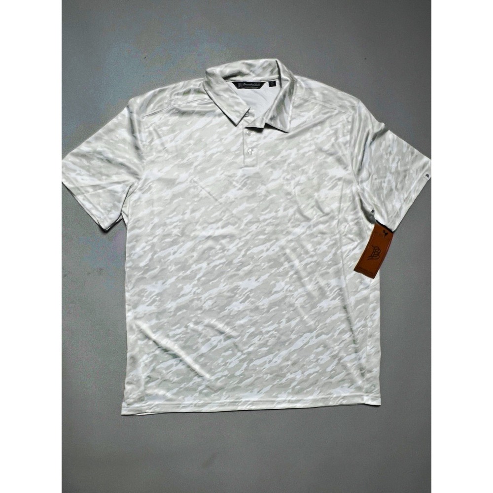 Branded Bills Men's XL White/Gray Camo Polo Shirt Short Sleeve Collared Button